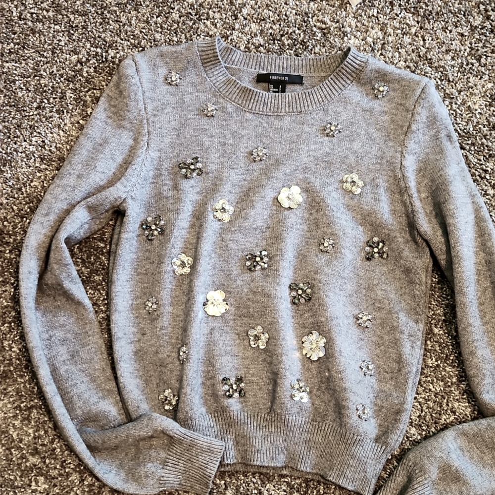 Jeweled crop sweater